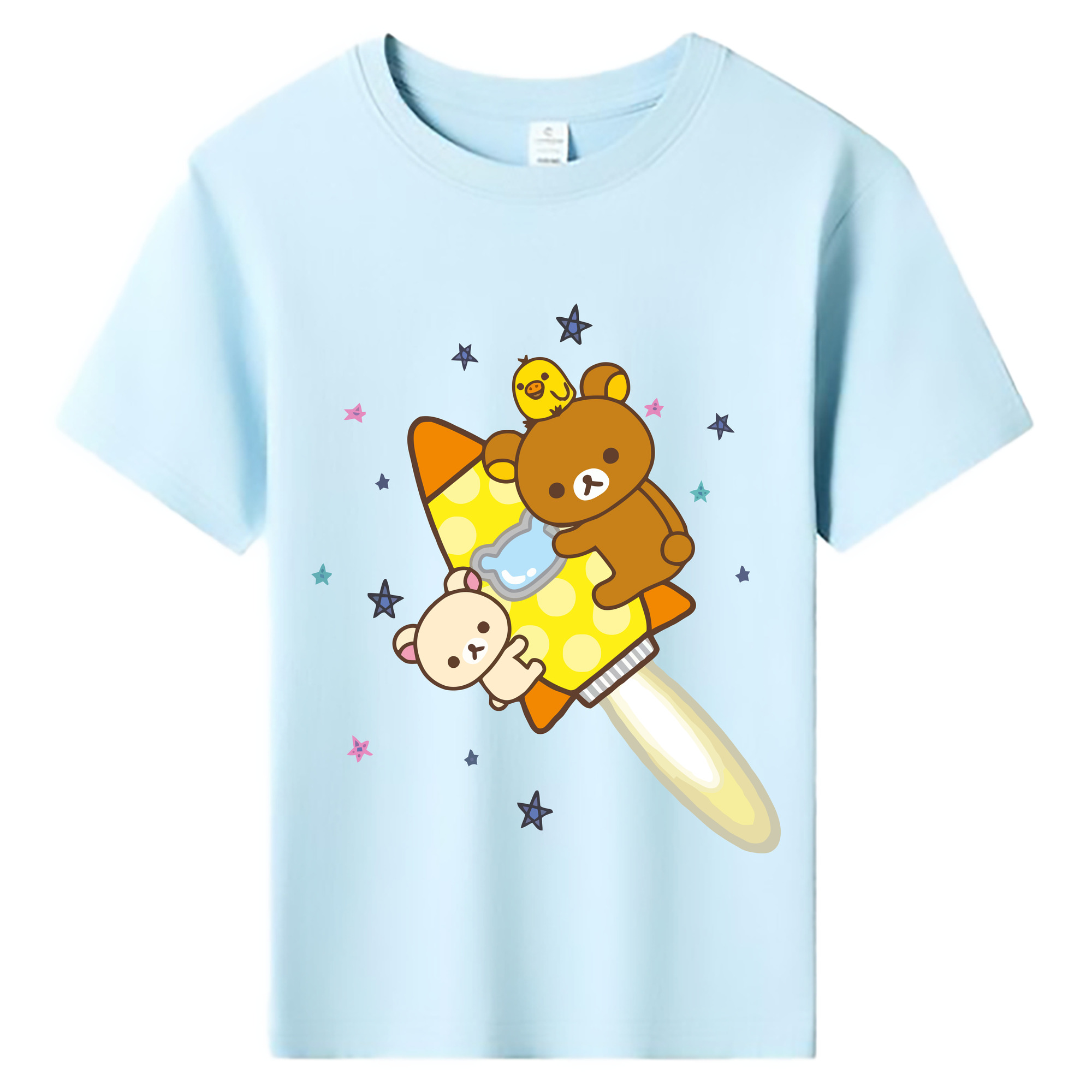 （画像用） リラックマ リラックマ キイロイトリ Rilakkuma Korilakkuma Kiiroitori 綿100％キッズTシャツ（フロントプリント）